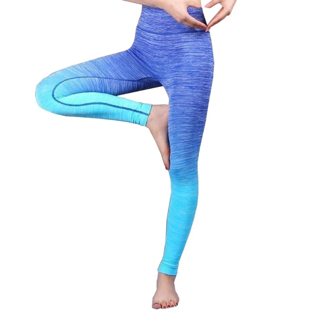 Blue Ombre Exercise Yoga Leggings